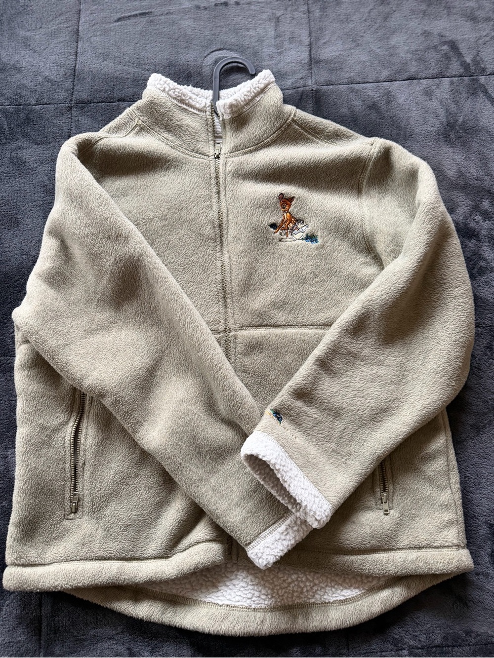 Disney Beige Sherpa Jacket with Mickey Embroidered Label